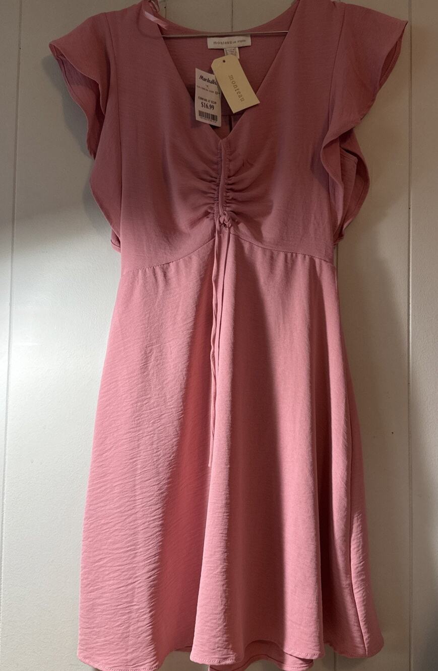 Monteau Pink Size Small Knee Length Short Sleeve Dress New UU